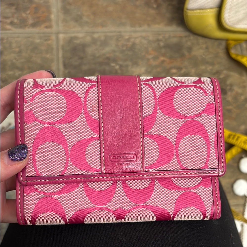 Vintage Coach signature Pink Wallet